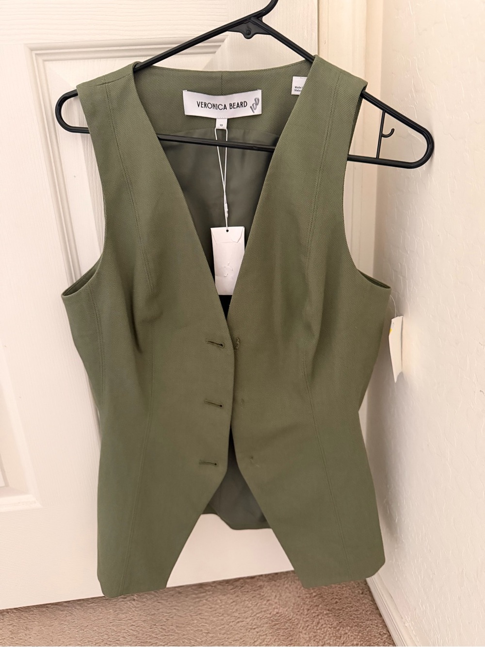 Veronica Beard Olive Green Tailored Vest